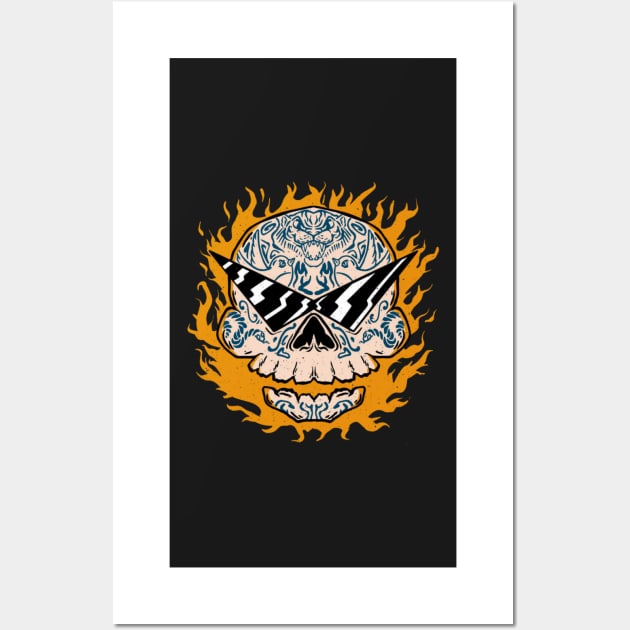 Skull With Tiger Tattoo Wall Art by mehdime